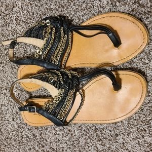 Zigisoho black and gold sandals size 8.5